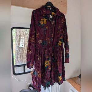 NWT Boohoo Multicolor Floral Striped Dress